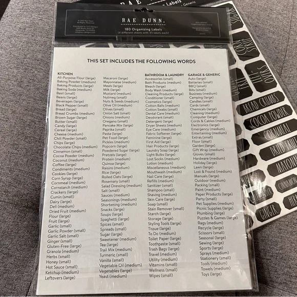 Rae Dunn Organizing Labels - Picture 2 of 2